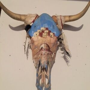 Painted Cows Skull